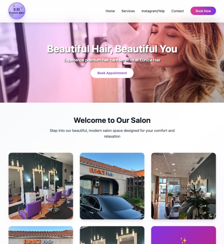 Salon Website Example 1